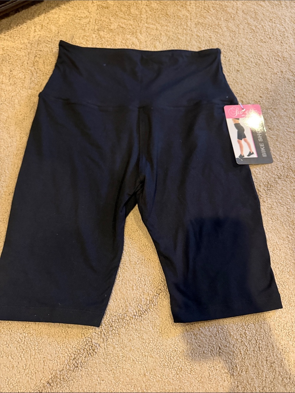 Sleek Black High-Waist Bike Shorts